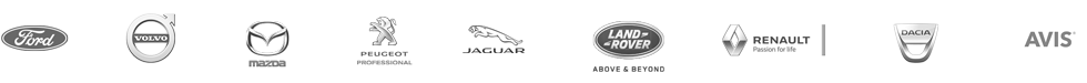 Unsere Marken: Ford, Volvo, Mazda, Peugeot, Jaguar, Landrover, Renault, Dacia, Avis